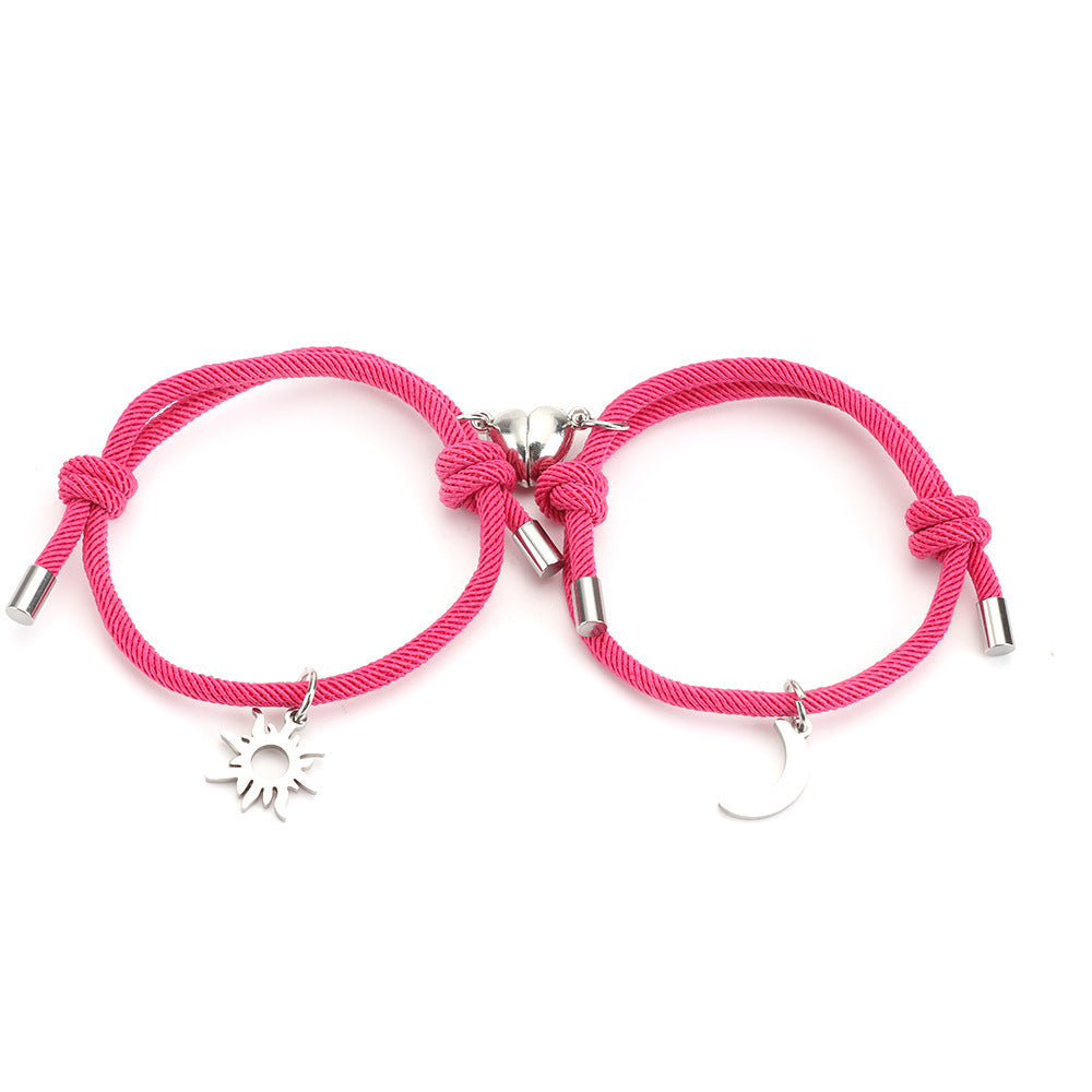 Stainless Steel Titanium Sun And Moon Pendant Couple Bracelet 7fe9c82c 80e5 42af 955a e198b01bc363