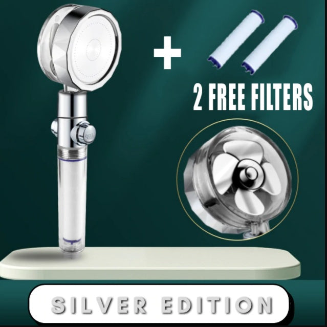 Shower Head Water Saving Flow 360 Degrees Rotating With Small Fan ABS Rain High Pressure Spray Nozzle Bathroom Accessories 7f
