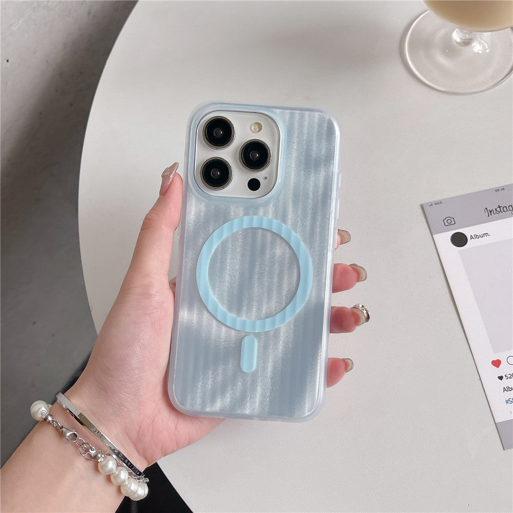 Skin-sensitive Color Corrugated Stripe Magnetic Phone Case - 图片 11