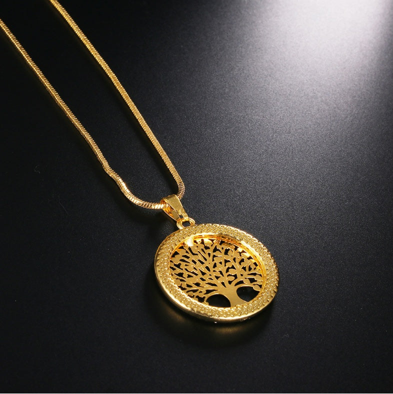 Explosion Models Europe And America Necklace Life Tree Long Necklace Chain Crystal Pendant Long Life Tree Sweater Chain 80017