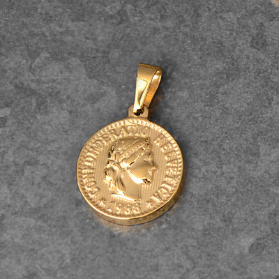 Roman Statue Gold Coin Wheat Ear Round Necklace Single Pendant 801019f6 e4bf 4224 b0fb 3b9cb833106e