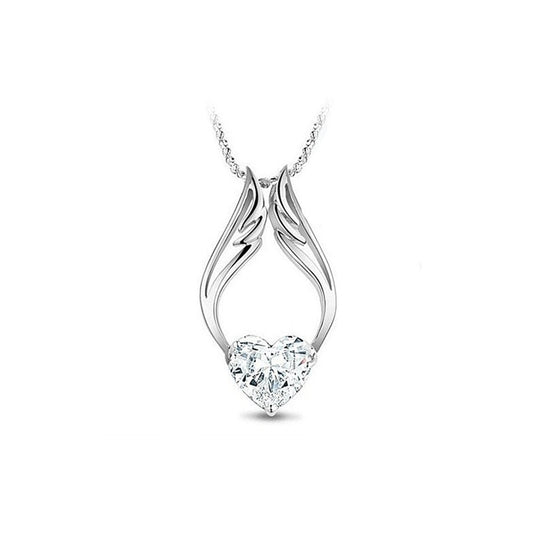 Hearts and Arrows Angel Wings Crystal Necklace 801304647767