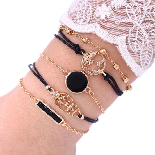 Drip Oil Rectangular Diamond Set Map Bracelet Five Piece Set 8019bd89 20db 4e47 b2b1 b2485c383888