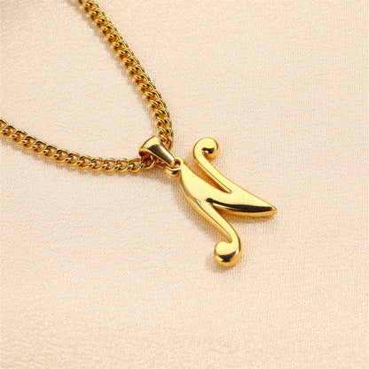 Simple Elegant Necklace Stainless Steel 18K Gold Mini English Letter Pendant 801aba98 f406 4977 9650 8e54db29e24c