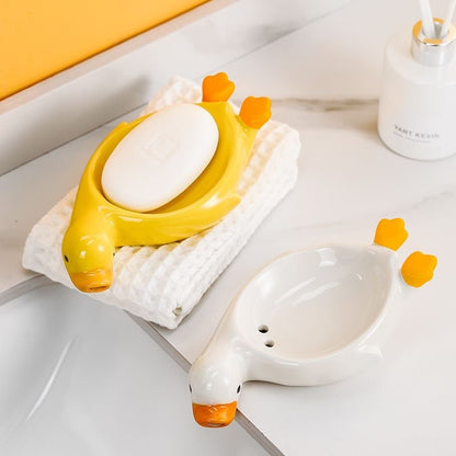 Small Yellow Duck Creative Ceramic Drain Soap Box 801e94d1 d394 4dd0 9a1e d362fb8ce734