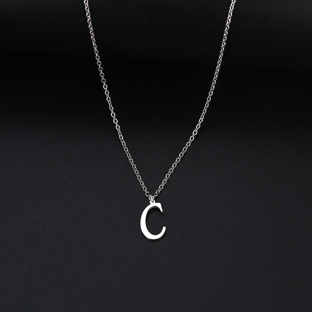 Stainless Steel Accessories Clavicle Chain European And American Titanium Steel Simple 26 English Letter Necklace Female 8032