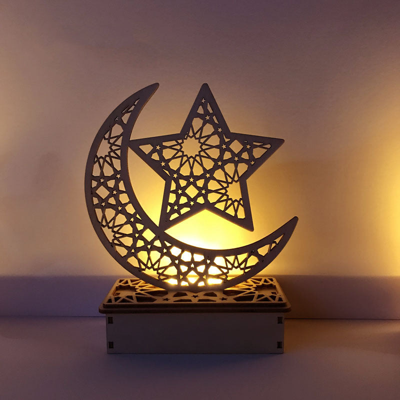 Wooden DIY Muslim Islamic Palace LED Eid Mubarak Decoration 804421358508