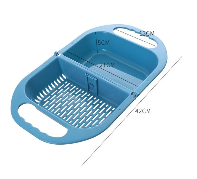 Folding Drain Basket Leaking Fruit Box Vegetable Container Drain Rack Sink with Handle Storage Baskets 804634205235