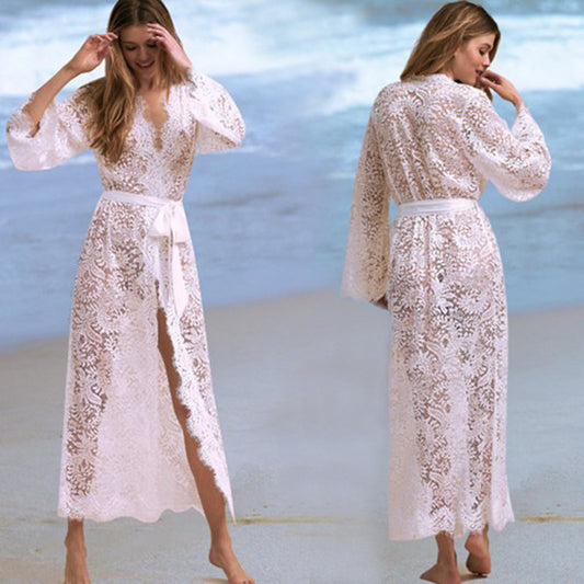 Lace bikini blouse, hollow sexy beach jacket, sunscreen suit, swimsuit and cardigan 8050163429148