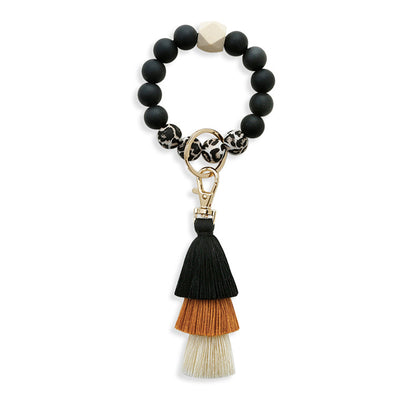 Silicone Wrist Keychain Handmade Beaded Leather Tassel Bracelet 808566dd caf8 4523 a444 fd9e71a44ac9