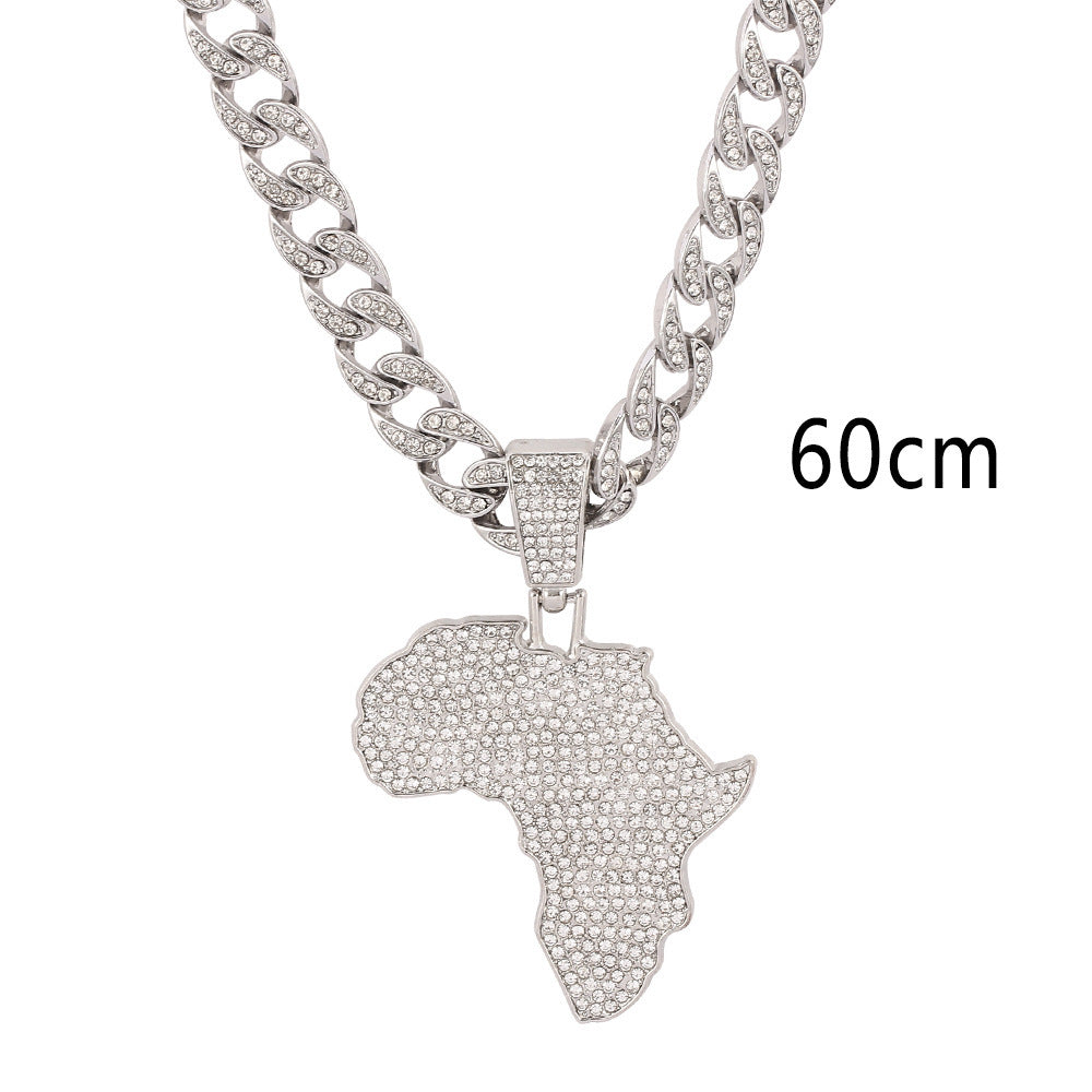 Africa Map Cuba Chain Diamond Personality Fashion Pendant Necklace 80b6d73c 8785 4ff9 887f a9cf973ca4d9