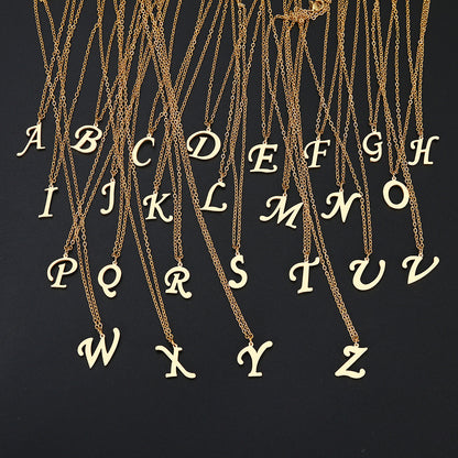 Stainless Steel Accessories Clavicle Chain European And American Titanium Steel Simple 26 English Letter Necklace Female 80bc