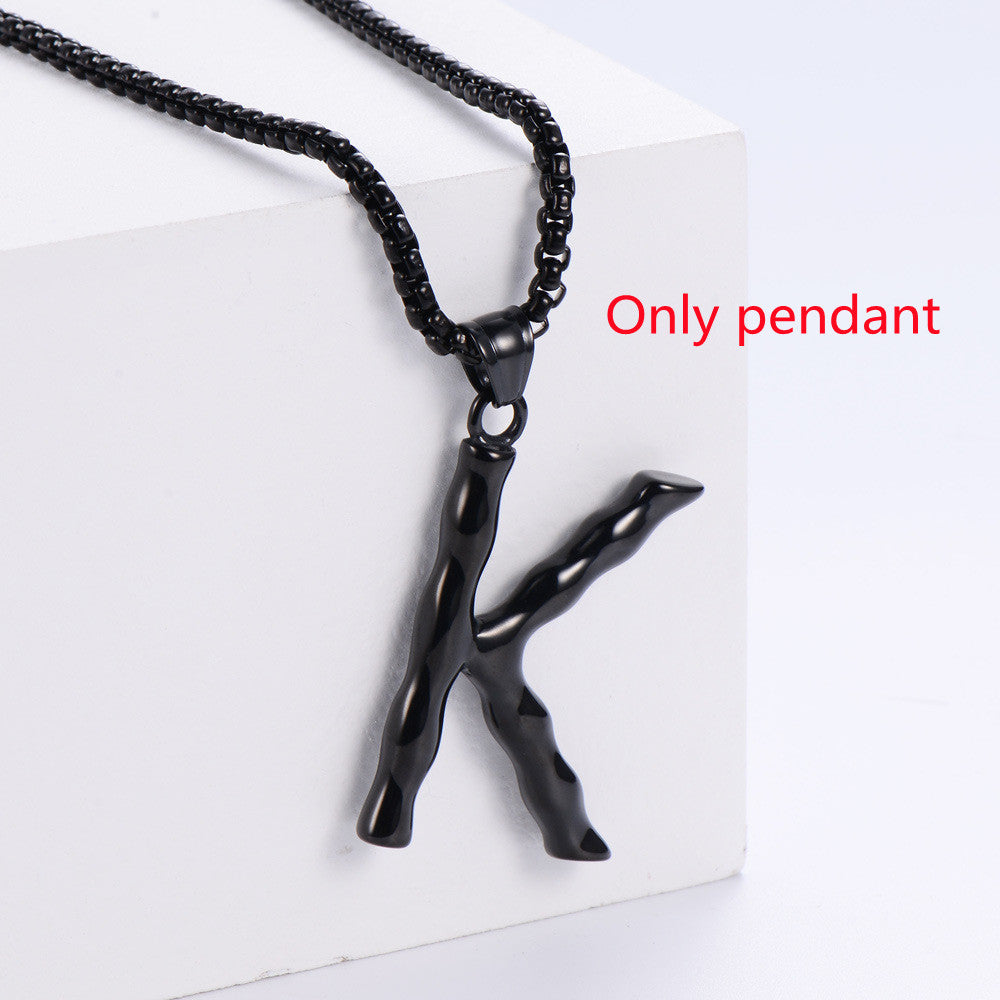 Three-dimensional 26 English Letter Pendant Necklace Fashion Jewelry Titanium Steel Couple Ornament 80c243f7 9668 4a79 99bf 0