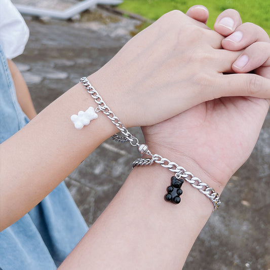 Black And White Bear Stainless Steel Magnet Attract Bracelet 80dc85c7 804a 4800 88ae 0852c441b0d5
