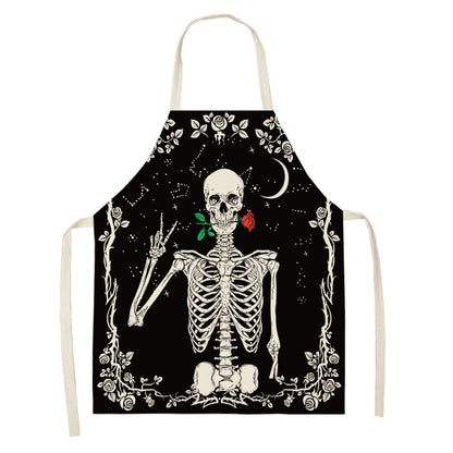 Halloween Skull Printed Cotton And Linen Apron 80f99a7f 61fa 48e0 b633 c2ee2ce9aff8