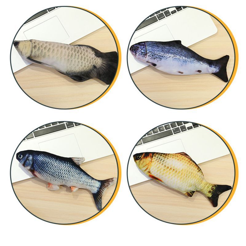 Electric Funny Cat Simulation Fish Beating Usb Jumping Cat Toy 810207351567