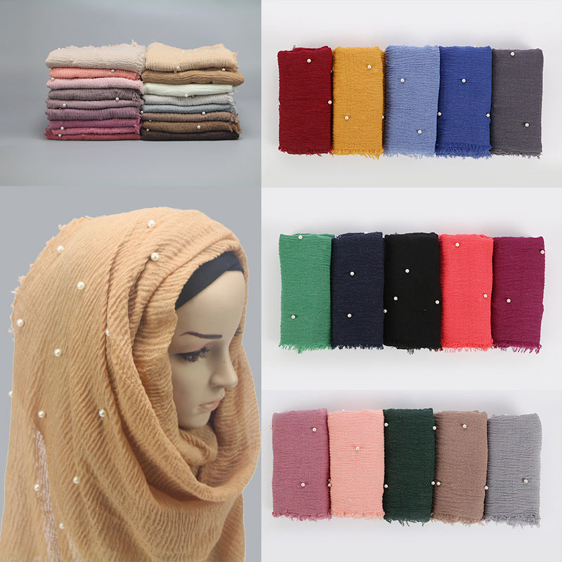 Cotton and linen crumpled monochrome scarf 8105891035878