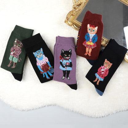 Cute Thickening Breathable Sweat Absorbing Women's Mid-calf Length Socks 81066fe2 1dc4 4bd7 99f7 205e162d7b40