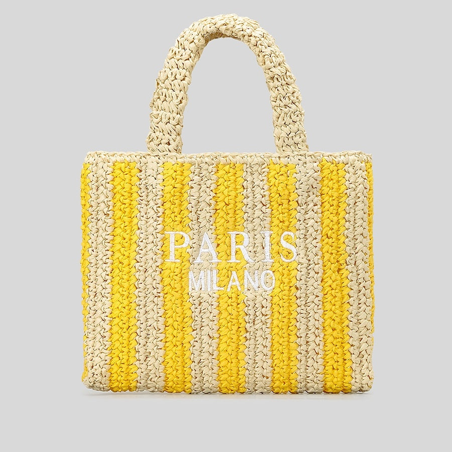 Striped Hand-woven Straw Bag Women's Embroidered Letters 8112db76 17af 4b48 9024 08113f7da86d