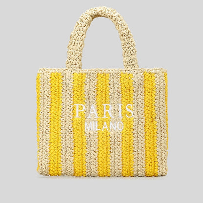 Striped Hand-woven Straw Bag Women's Embroidered Letters 8112db76 17af 4b48 9024 08113f7da86d