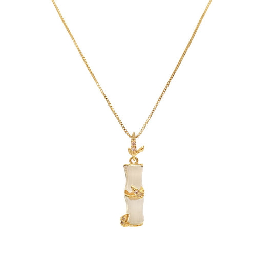 Design Sense Bamboo Pendant Titanium Steel Necklace 811982491992