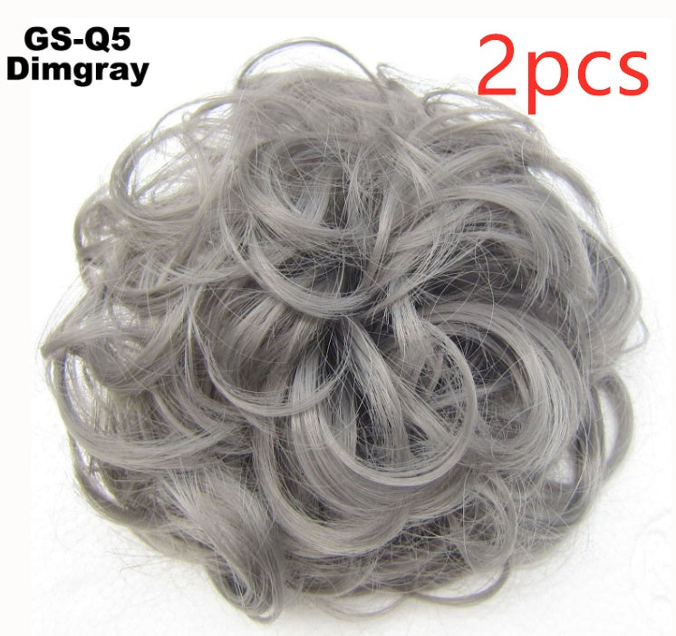 Europe, Japan, and South Korea popular hair bun fluffy natural drawstring curly hair ball head hair ring hair set female hair