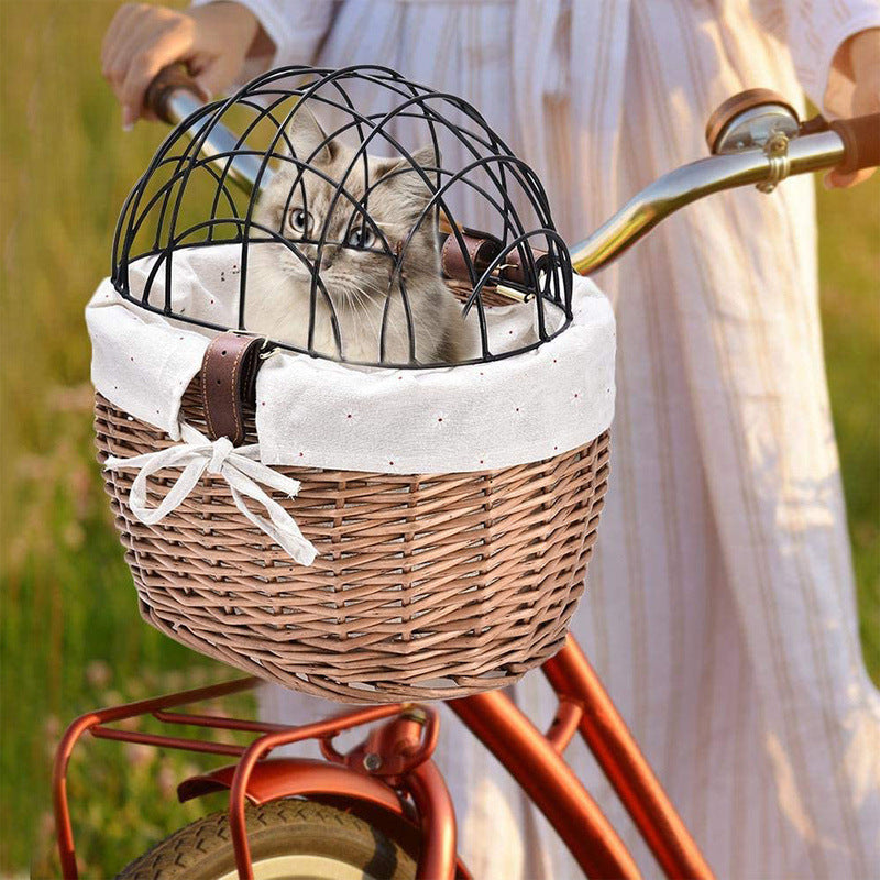 Cat And Dog Bicycle Front Handle Basket Pet Seat Handle Wicker Road Bicycle Basket Pet Cat And Dog Cage 8135e66c 21be 46a0 aa