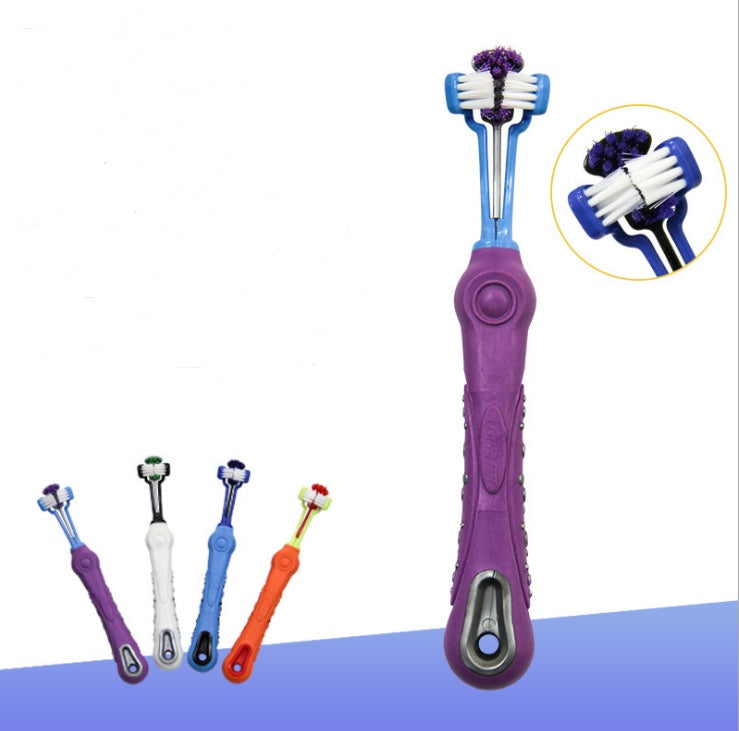 Three Sided Pet Toothbrush Dog Brush Bad Breath Tartar Teeth Care 813629500245