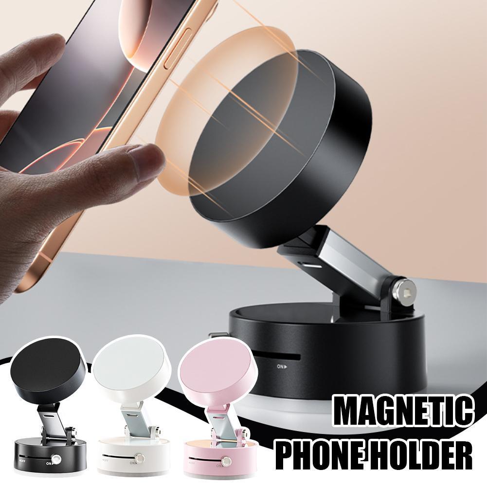Foldable Magnetic Vacuum Car Phone Holder Foldable Suction Cup With Suction Cup Hands-Free Navigation For Smart Phone - 图片 1