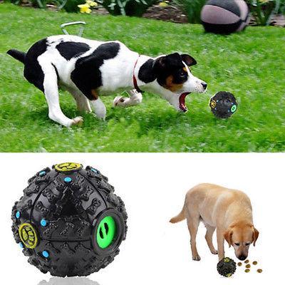 Pet Dog Treat Trainning Chew Sound Food Dispenser Toy Squeaky Giggle Ball 8148685032169