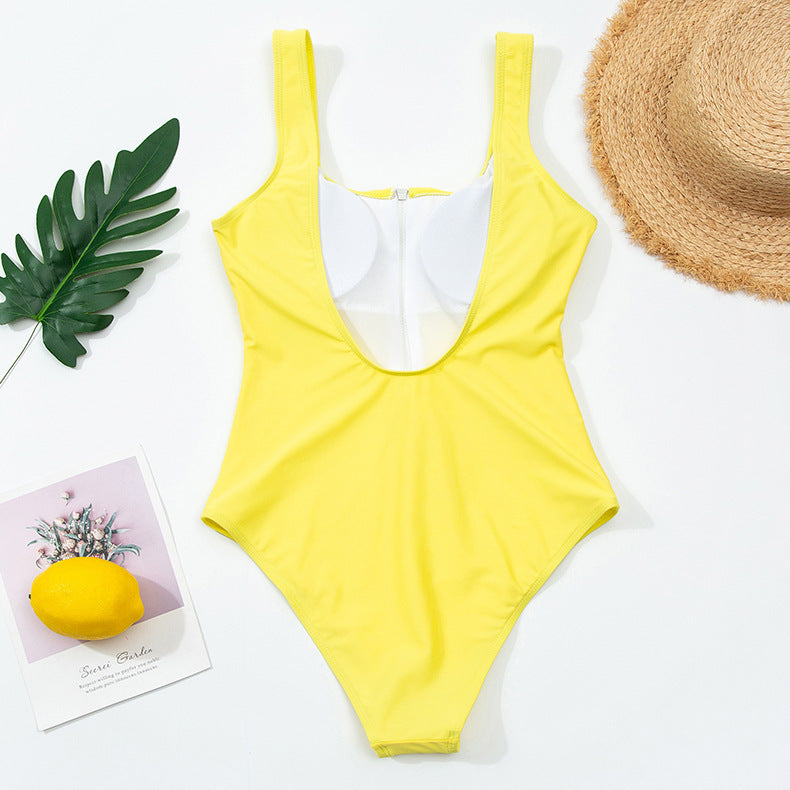 Ladies zipper sexy one-piece printed swimsuit women swimwear 81495020501