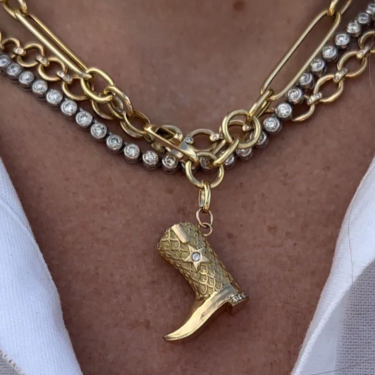 Makayla Gold Boot Pendant