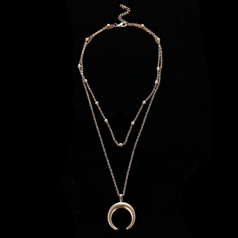 Bohemian Double Necklace Gold Plated Ladies Clavicle Necklace 816295206384
