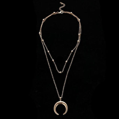 Bohemian Double Necklace Gold Plated Ladies Clavicle Necklace 816295206384
