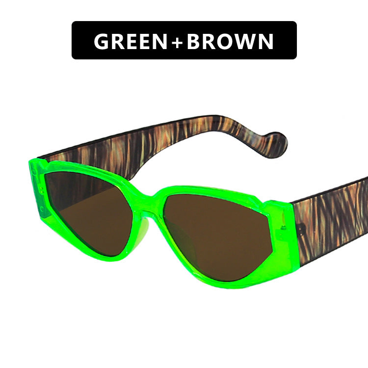 Triangle notch sunglasses with pattern temples 816348029628