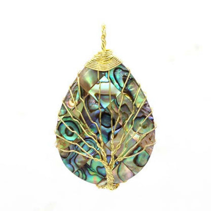 Natural Abalone Shell Drop Shaped Tree Of Life Pendant 818580f2 6764 4c35 998b 6602555c137e
