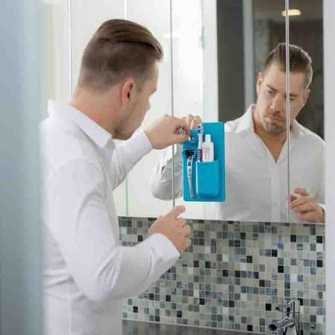 Multi-functional Silicone Toothbrush Holder Mighty Wall Mirror Suction Toothpaste Storage Holder Bathroom Organizer For Showe