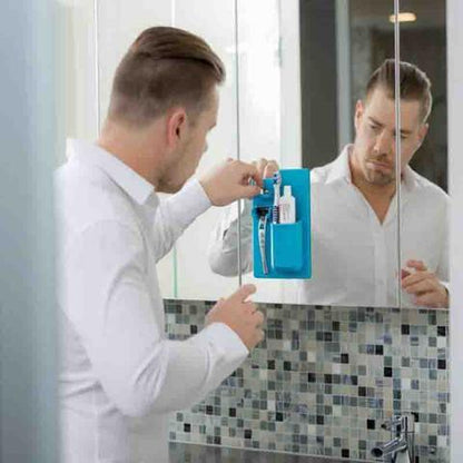 Multi-functional Silicone Toothbrush Holder Mighty Wall Mirror Suction Toothpaste Storage Holder Bathroom Organizer For Showe