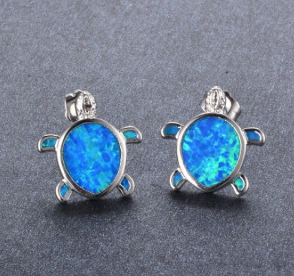 Fashion silver filled blue opal sea turtle pendant necklace for women female Animal wedding ocean beach jewelry gift 81940913