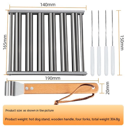Hot Dog Rack Removable Stainless Steel Roasted Sausage Doll Rack Rolling Barbecue
