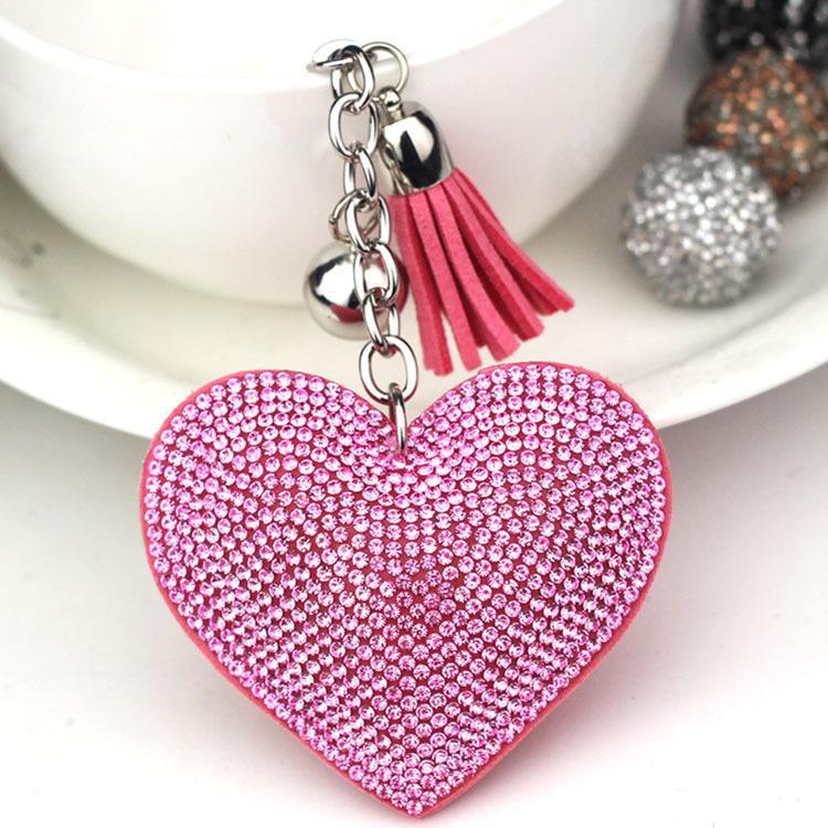 Peach Heart Hot Rhinestone Leather Advertising Keychain 81abf970 00cb 457b 9c24 27796339e97b
