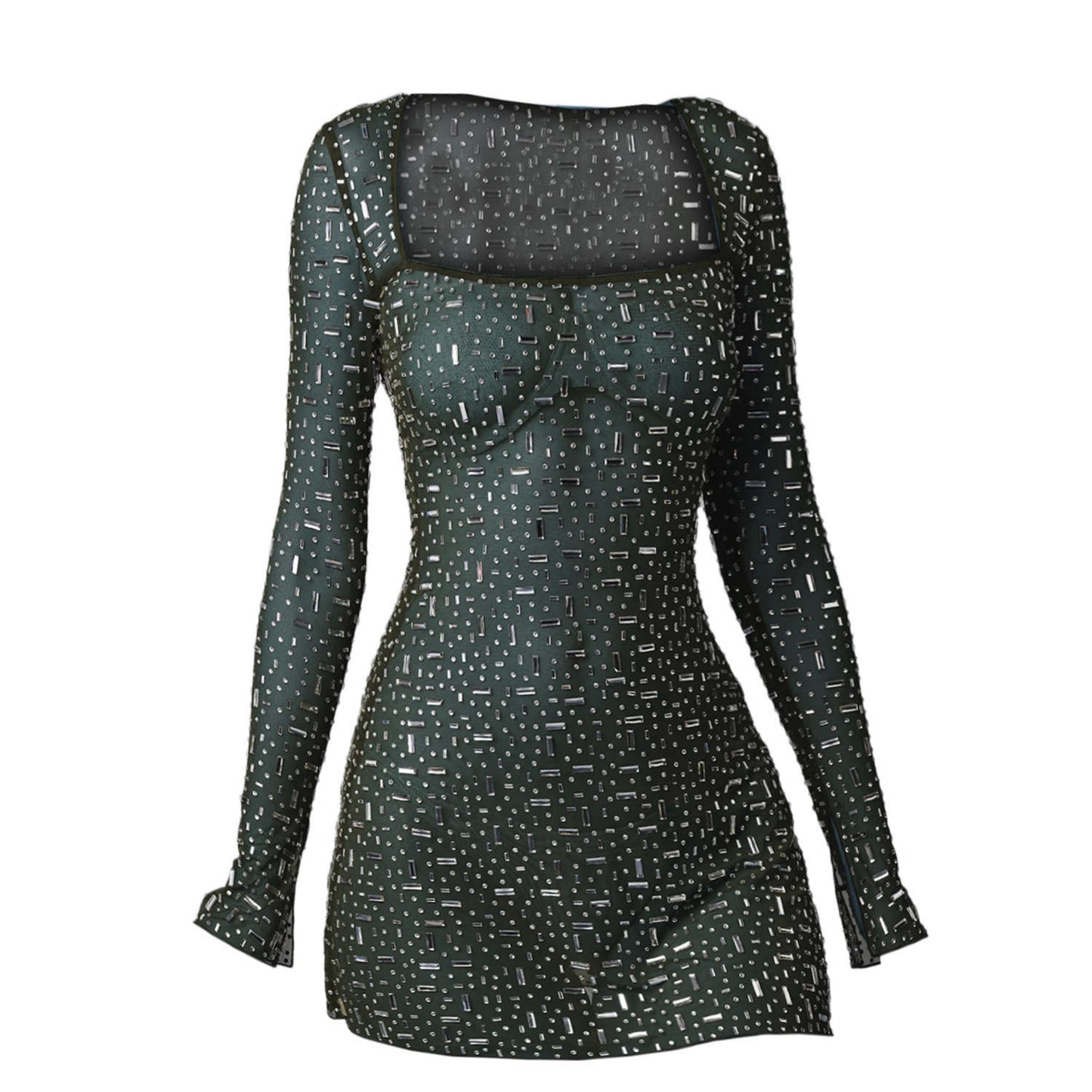 Sequin Colorful Sequined Micro-elastic Tight Sleeveless Square Collar Dress 81eddfa9 9080 4d7c bc63 87f53c2249b6
