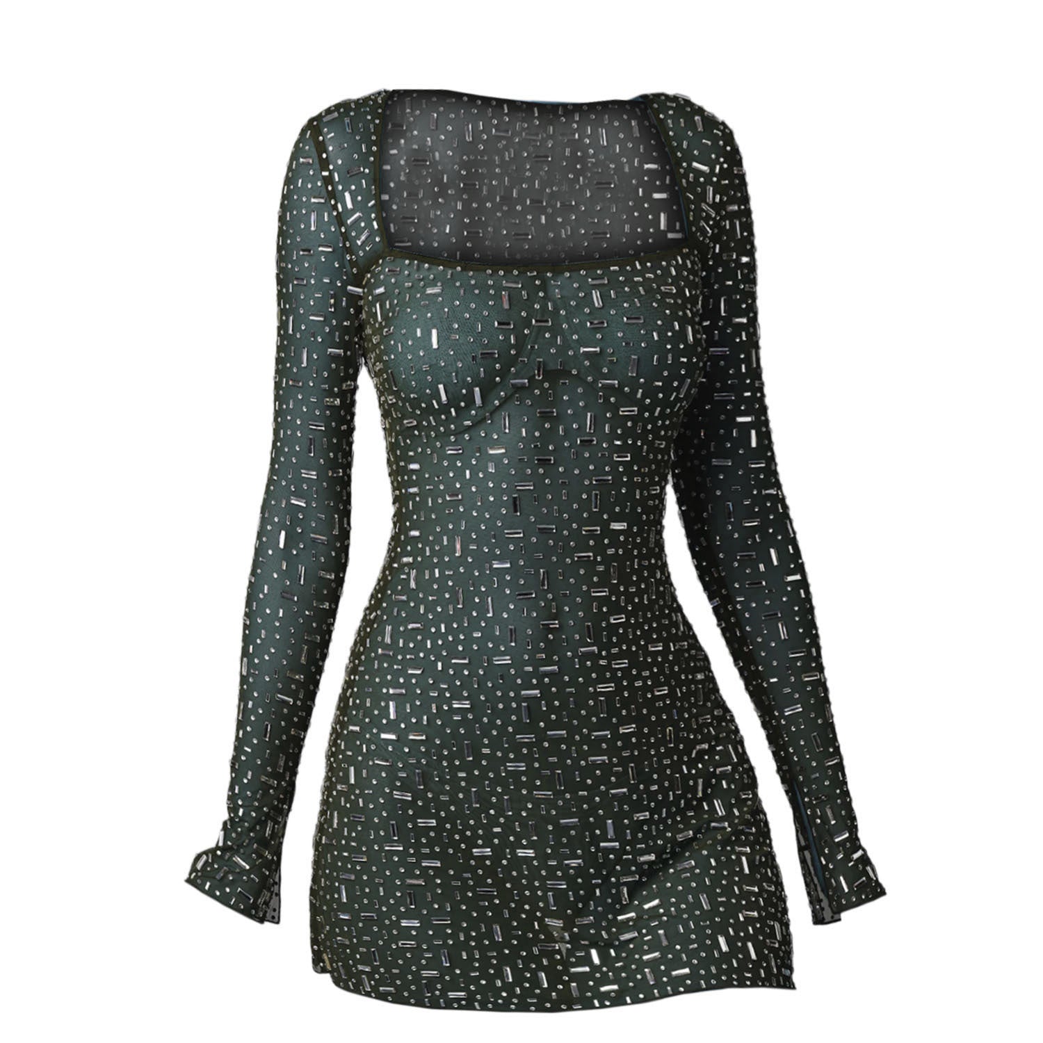 Sequin Colorful Sequined Micro-elastic Tight Sleeveless Square Collar Dress 81eddfa9 9080 4d7c bc63 87f53c2249b6