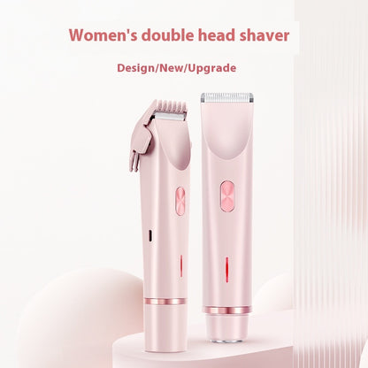 2 In 1 Hair Remover Women's Double Head Shaver Private Pubic Hair Trimmer Electric Razor Wet Dry Electric Body Hair - HD Wireless Product #4