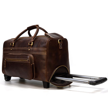 Men's Genuine Leather Trolley Case Retro Leather Travel Bag 82175847 ce70 4fdd 8482 a09b3b201417