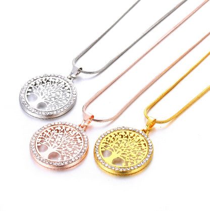 Explosion Models Europe And America Necklace Life Tree Long Necklace Chain Crystal Pendant Long Life Tree Sweater Chain 82206