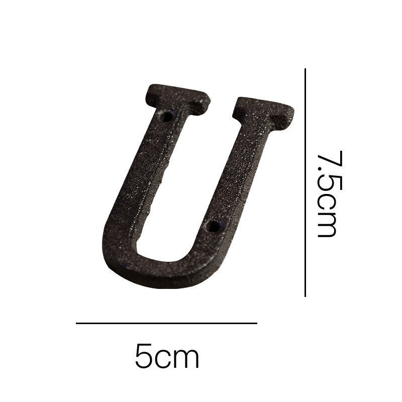 European-style Retro Cast Iron Three-dimensional Wrought Iron 26 English Letters Door Number 822605b1 04d5 46bc 82fa a4de232f