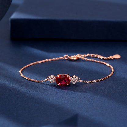 Korean Version Of White Copper Red Sapphire Bracelet Simple Atmosphere 8231c6c1 0ad3 4422 ab61 15f9ef0c084a