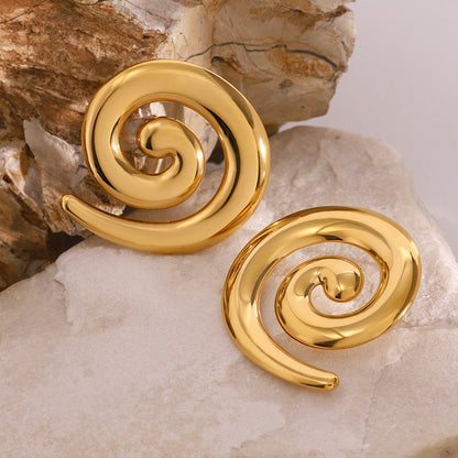 Stainless Steel Plated 18k Gold Threaded Earrings 82332894 0c10 44c9 b52c e712caa55963