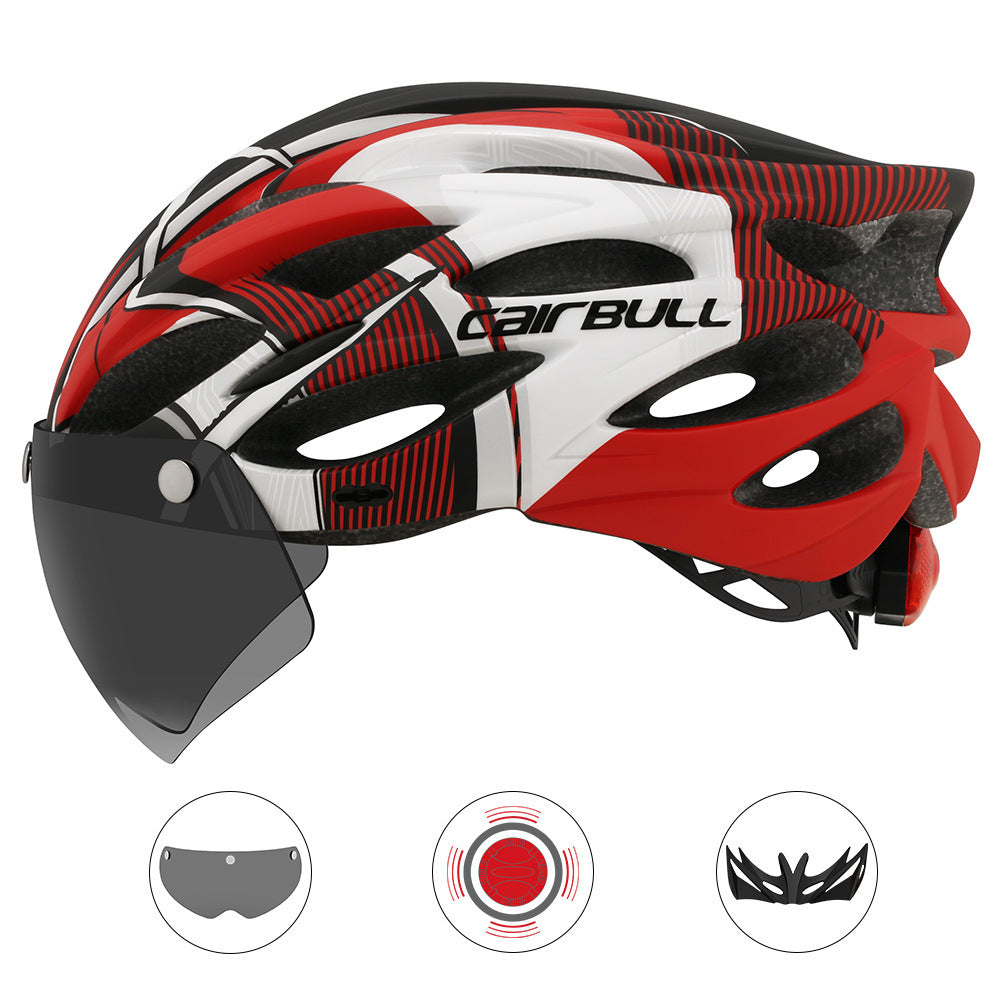 Road mountain bike riding helmet with lens and brim taillight 8246921589430